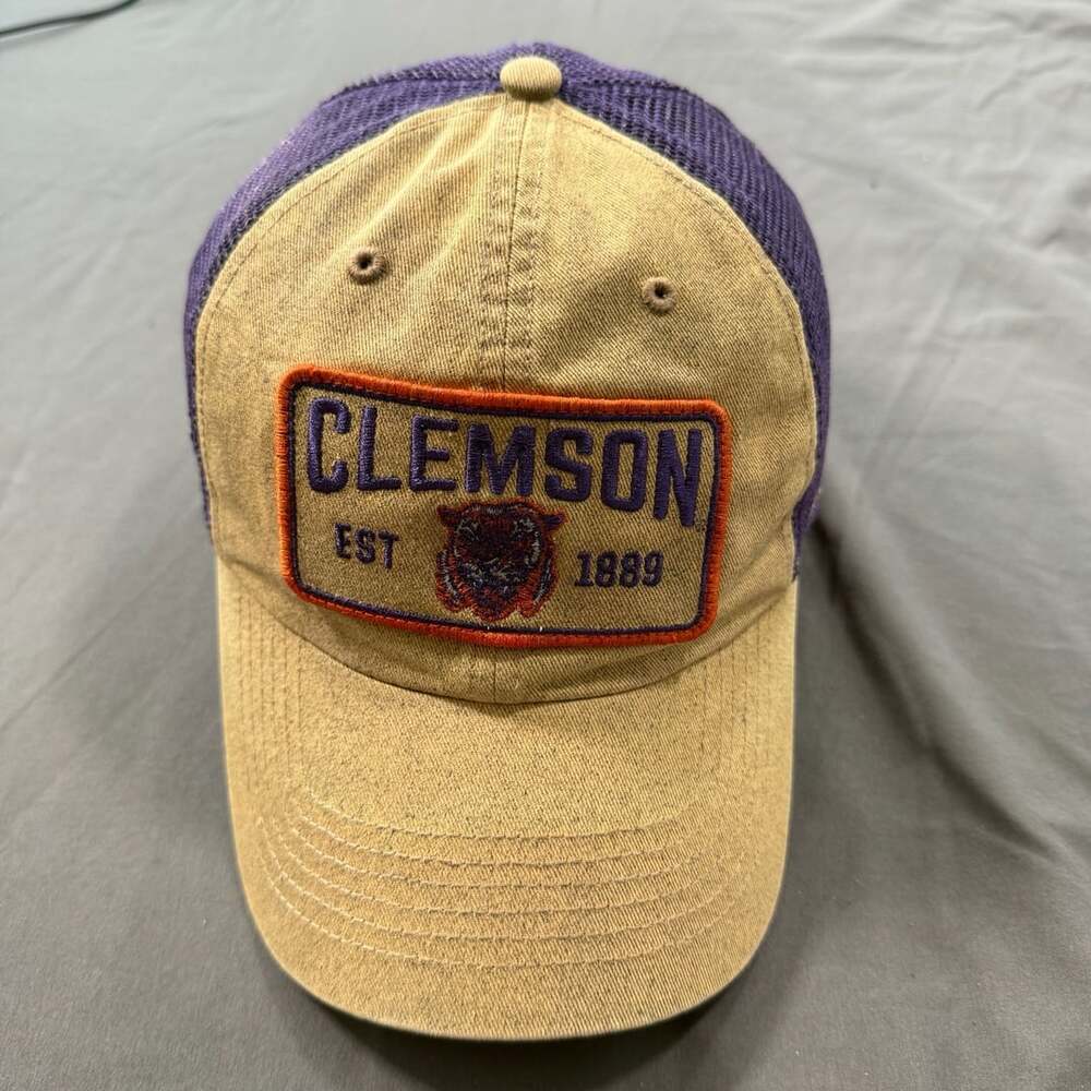 Legacy Clemson Tigers Est. 1889 Tan and Purple Trucker Hat Snapback